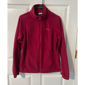 Women's COLUMBIA Front Zip‎ Fleece Jacket Magenta Size Medium